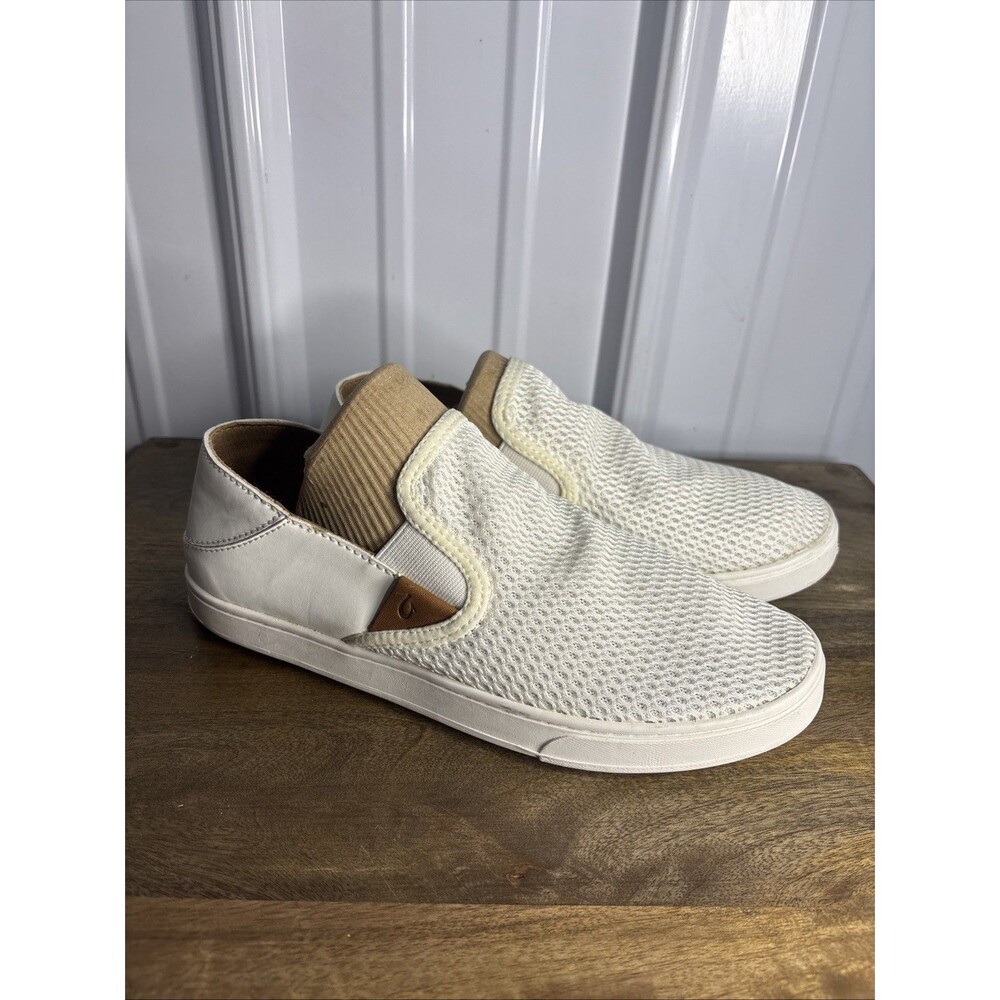 Olukai Pehuea Women's Size 8.5 US Slip On Sneaker Mesh White Casual EUC